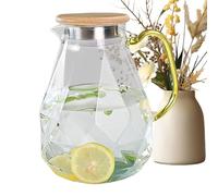 2L Glass Tea Pitcher - Lid Sealed Drink Container for Home Serving | Thick Glass Construction with Ergonomic Grip Handle, Cold Water Juice Beverage Carafe for Refrigerator Table Use