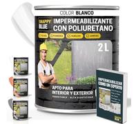 [2L] Revestimiento Sellador Impermeabilizante Híbrida con Poliuretano, Pintura Impermeable Definitivo Terrazas, Techos y Exteriores, Protección Fugas Goteras, Transparente + 3Colores (Blanco, 2 l)