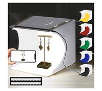 2LED Lightbox Lightbox Mini Photo Studio Box 1100LM Fotografía Box Light Studio Shooting Tent Box Kit & 6 Color Telones de Fondo(30cm Black lightbox)