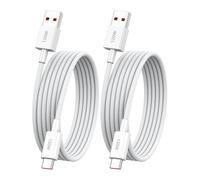 2m 2 pack 120W Trenzado Cable USB C para Redmi Note 17/15/14/13/12/11 Pro | 6A Cable USB A a Tipo C Cable Carga rápida para Xiaomi 17T/15T/14T/13T/12T/11T Pro/POCO X8/F8/X7/F7/X6/X5/C85 Pad 8/7 blanco