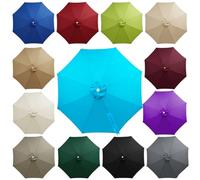 2m-4m Toldo de Repuesto para Sombrilla de Patio, Tela Sombrilla Impermeable de Poliéster con Protección Solar, Cubierta de Recambio para Jardín Terraza Piscina(Lake Blue,2.3m (7.5FT) - 8 Ribs)