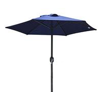 2m/6.6ft Beach Parasol with Crank 50+ Sun Protection Sunshade Shelter Outdoor Garden Patio Table Umbrella Blue