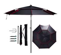 Φ2m/6.6ft Outdoor Fishing Large Waterproof Garden Umbrella, Double Layer Sun Protection Anti UV Beach Parasol, Balcony Camping Pool Deck Golf Course