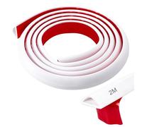 2M Barrera Agua Ducha Silicona, Perfil Silicona Ducha Autoadhesiva, Barrera de Ducha Baño Fregadero para Umbral de Ducha, Junta para Ducha, Separación Entre Zona Húmeda y Seca de La Cocina, Blanco