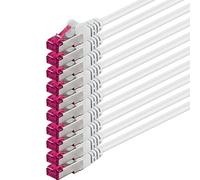 2m - blanco - 10 piezas - CAT6a CAT 6a Ethernet LAN cable de red - SET 10 GB/s cable patch CAT6 S-FTP Doble blindado PIMF 500MHz libre de halógenos compatible con CAT5 CAT6a CAT7 CAT8