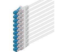 2m Cable de Red, Cable Ethernet y LAN SFTP PIMF Cat6a - transmite hasta 10 Gigabit por Segundo y es Adecuado para switches, routers, módems con Entrada RJ45, blanco - 10 piezas