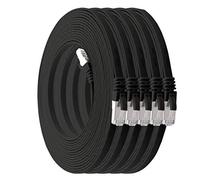 2m - CAT7 cable de red plano negro - 5 piezas 10 Gbit/s Gigabit LAN piso flaco cable Patch compatible con compatible con CAT5 CAT6 CAT7 CAT8 Cat8 cinta Lan cable