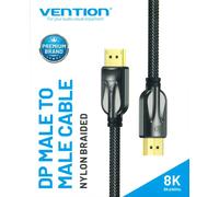 2M Nailon Trenzado Vention Dp Displayport 1.4 Macho a Cable 8K@ 60Hz 4K@ 120Hz