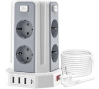 2M Torre Regletas Enchufes, Regleta USB 8 Tomas de AC Corrientes y 4 USB, 2500W/10A, Regreltas Vertical con Interruptor para Mesa, Oficia, Casa……