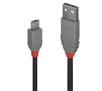Lindy 36733 cable USB 2 m USB 2.0 USB A Micro-USB B Negro, Gris