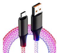 2M USB C Cable de Carga Rapida LED, Cable USB A a Tipo C Luminoso RGB Cargador de Teléfono Transferencia y Carga de Datos para iPhone Pro Max Android Samsung S23 iPad Huawei Pixel Switch PS5 Rojo