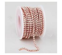 2mm-4mm Glass Rhinestone Chain Trim With Colorful Bottom Sewing Strass Cup Chain Crystal Banding Glue On Rhinestone Trim(Rose Gold Crystal,10yards,SS16-4mm)
