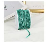 2mm-4mm Glass Rhinestone Chain Trim With Colorful Bottom Sewing Strass Cup Chain Crystal Banding Glue On Rhinestone Trim(Green Zircon,5yards,SS8-2.5mm)