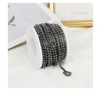 2mm-4mm Glass Rhinestone Chain Trim With Colorful Bottom Sewing Strass Cup Chain Crystal Banding Glue On Rhinestone Trim(Black Diamond,5yards,SS6-2mm)