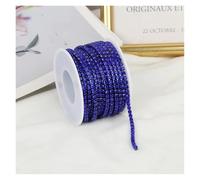 2mm-4mm Glass Rhinestone Chain Trim With Colorful Bottom Sewing Strass Cup Chain Crystal Banding Glue On Rhinestone Trim(Sapphire,10yards,SS16-4mm)