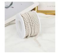 2mm-4mm Glass Rhinestone Chain Trim With Colorful Bottom Sewing Strass Cup Chain Crystal Banding Glue On Rhinestone Trim(White Opal,5yards,SS8-2.5mm)