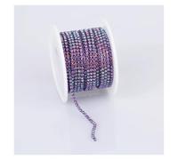 2mm-4mm Glass Rhinestone Chain Trim With Colorful Bottom Sewing Strass Cup Chain Crystal Banding Glue On Rhinestone Trim(Purple Light,5yards,SS12-3mm)