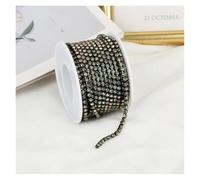 2mm-4mm Glass Rhinestone Chain Trim With Colorful Bottom Sewing Strass Cup Chain Crystal Banding Glue On Rhinestone Trim(Rainbow,5yards,SS6-2mm)