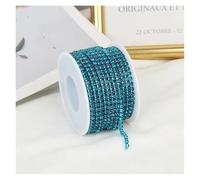 2mm-4mm Glass Rhinestone Chain Trim With Colorful Bottom Sewing Strass Cup Crystal Banding Glue On(Blue Zircon,10yards,SS6-2mm)