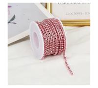 2mm-4mm Glass Rhinestone Chain Trim With Colorful Bottom Sewing Strass Cup Crystal Banding Glue On(Lt.Pink,5yards,SS6-2mm)