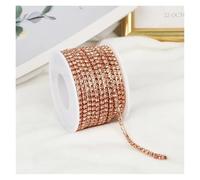2mm-4mm Glass Rhinestone Chain Trim With Colorful Bottom Sewing Strass Cup Crystal Banding Glue On(Peach,10yards,SS12-3mm)