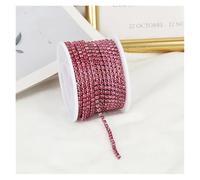 2mm-4mm Glass Rhinestone Chain Trim With Colorful Bottom Sewing Strass Cup Crystal Banding Glue On(Rose,10yards,SS6-2mm)