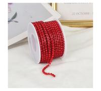 2mm-4mm Glass Rhinestone Chain Trim With Colorful Bottom Sewing Strass Cup Crystal Banding Glue On(Red,10yards,SS12-3mm)