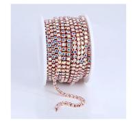 2mm-4mm Glass Rhinestone Chain Trim With Colorful Bottom Sewing Strass Cup Crystal Banding Glue On(Rose Gold Crystal AB,10yards,SS6-2mm)