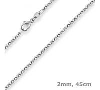 2mm Cadena De Guisantes Collar Gargantilla 925 Plata Rhodinada 45cm Plata