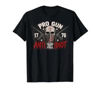 2nd Amendment Pro Gun Anti Idiot Shirt Vintage USA Flag Camiseta gráfica económica, Hombre, Negro, M