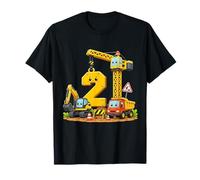 2nd Birthday Boy Construction Truck 2 Years Old Party Camiseta