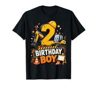 2nd Birthday Boy Construction Truck 2 Years Old Party Camiseta