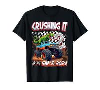 2nd Birthday Monster Truck Dinosaur Crushing It Since 2024 Camiseta