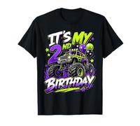2nd Birthday Monster Truck Party 2 Years Old Boys Theme Camiseta