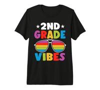 2nd Grade Back To School Sunglasses Vibes Retro First Day Camiseta Premium