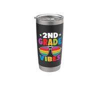 2nd Grade Back To School Sunglasses Vibes Retro First Day Vaso térmico de acero inoxidable de doble pared
