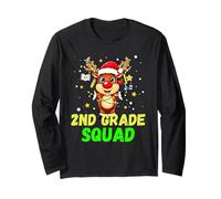 2nd Grade Squad Reindeer Xmas Teacher Student Christmas Manga Larga