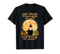 2nd Grade Teacher by Day Witch by Night Halloween Costume Camiseta gráfica económica