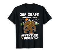 2nd Grade Where The Adventure Begins Back To School Bigfoot Camiseta gráfica económica