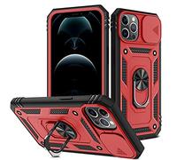 2ndSpring - Carcasa Compatible con iPhone 12 Pro MAX 6.7, protección de la cámara en PC Duro Anti-caída Reforzada Armor a Prueba de Golpes y Golpes, Funda de protección, Color Rojo y Negro