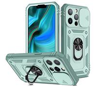 2ndSpring - Carcasa Compatible con iPhone 13 Pro 6.1, protección de la cámara de PC Duro Anti-caída Reforzada Armor a Prueba de Golpes y Golpes, Color Verde