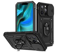 2ndSpring - Carcasa Compatible con iPhone 13 Pro 6.1, protección de la cámara en PC Duro Anti-caída Reforzada Armor a Prueba de Golpes y Golpes, Funda de protección, Color Negro