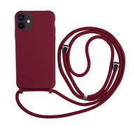 2ndSpring - Carcasa con Collar Compatible con iPhone 12/12 Pro 6.1, Gargantilla y cordón Colgante, Funda de Silicona, Flexible, Color Rojo