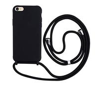 2ndSpring - Carcasa con Collar Compatible con iPhone 7/8/iPhone SE 2020/iPhone SE 3 2022, Correa de Cuerda, Colgante de Silicona, Color Negro