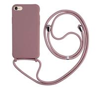 2ndSpring - Carcasa con Collar Compatible con iPhone 7/8/iPhone SE 2020/iPhone SE 3 2022, Correa de Cuerda, Colgante, Funda de Silicona Suave, Rosa y Oro