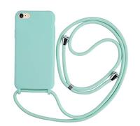 2ndSpring - Carcasa con Collar Compatible con iPhone 7/8/iPhone SE 2020/iPhone SE 3 2022, Correa de Cuerda, Colgante, Funda de Silicona Flexible, Menta Verde