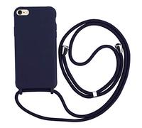 2ndSpring - Carcasa con Collar Compatible con iPhone 7/8/iPhone SE 2020/iPhone SE 3 2022, Correa de Cuerda, Colgante, Funda de Silicona Flexible, Color Azul