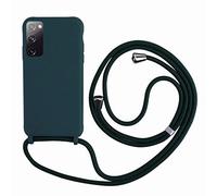 2ndSpring Funda con Cuerda Compatible con Samsung Galaxy S20 FE /S20 Fan Edition/S20 Lite,Colgante Collar Correa de Cuello Cadena Cordón,Silicona Suave Verde Oscuro