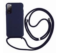2ndSpring Funda con Cuerda Compatible con Samsung Galaxy S20 FE /S20 Fan Edition/S20 Lite,Colgante Collar Correa de Cuello Cadena Cordón,Silicona Suave Azul