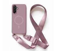 2NSPDRGNI Carga Inalámbrica Funda con Cuerda Compatible con Samsung Galaxy A56,Ajustable Colgante Collar Correa de Cuello Cadena Cordón Case,Rose Gold